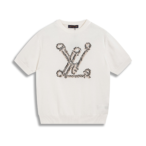 ルイヴィトンスーパーコピー  LV定番のツイストロープロゴニット半袖Tシャツ