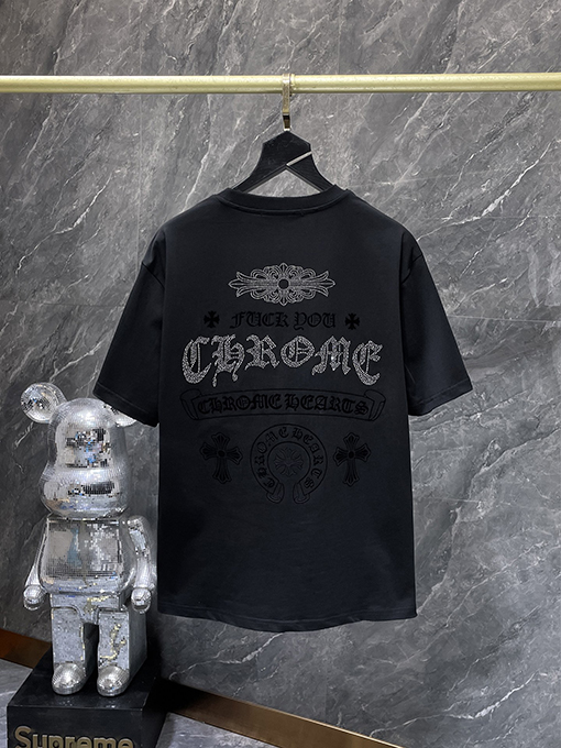 クロムハーツホットドリル馬蹄形サンスクリット文字クロス半袖シャツ