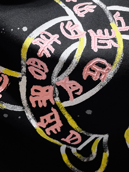 クロムハーツ サンスクリット語の手描きのスクラッチバブル半袖Tシャツ