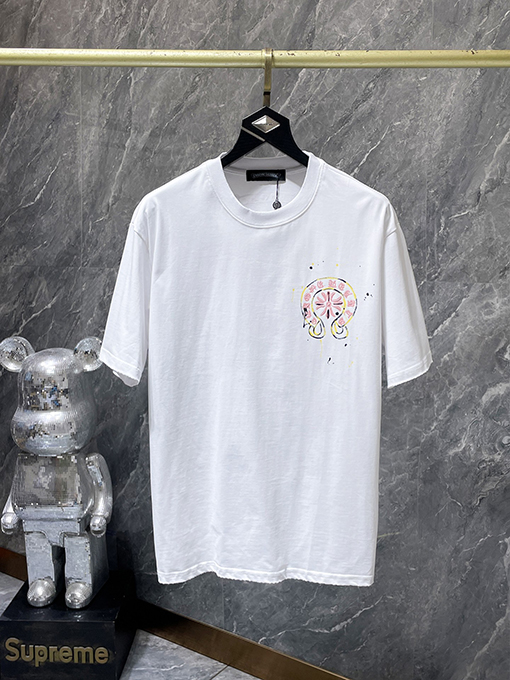 クロムハーツ サンスクリット語の手描きのスクラッチバブル半袖Tシャツ