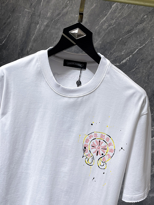 クロムハーツ サンスクリット語の手描きのスクラッチバブル半袖Tシャツ
