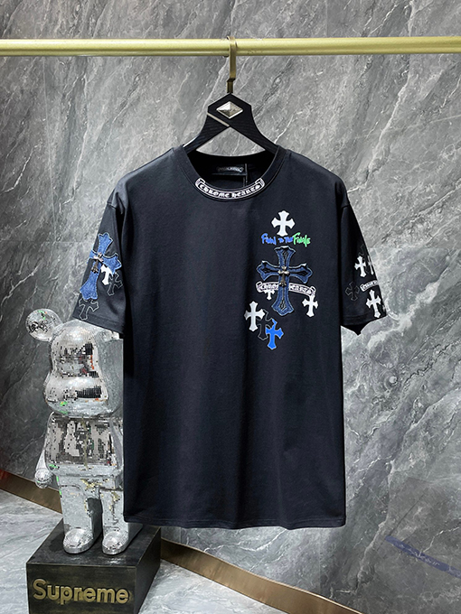 クロムハーツコピーレザーオーバーラップメタル半袖Tシャツ