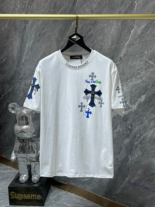 クロムハーツコピーレザーオーバーラップメタル半袖Tシャツ