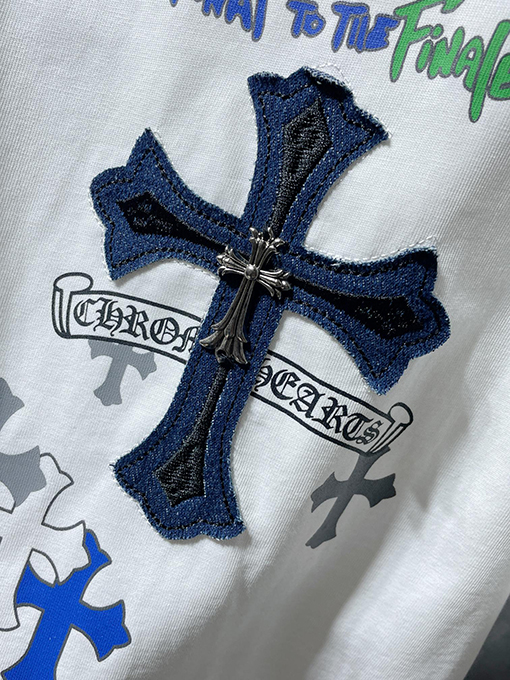 クロムハーツコピーレザーオーバーラップメタル半袖Tシャツ