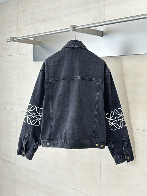 ロエベ 新しいAnagramスケルトンデザインブラックデニムデニムジャケット
