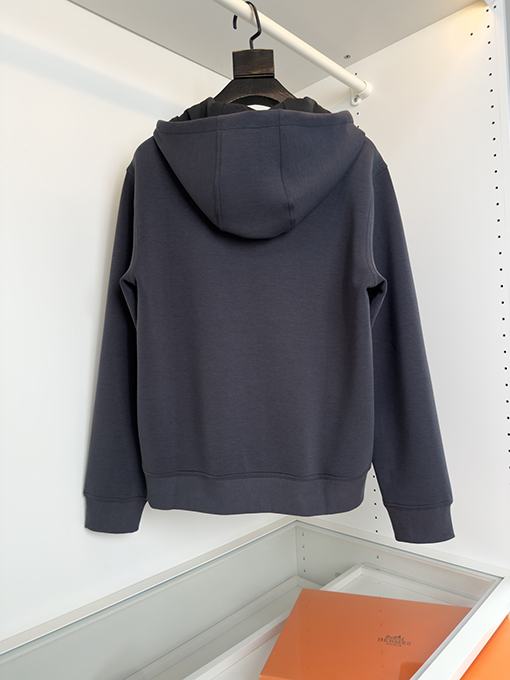 エルメス 秋冬サドルネイルディテール刺繍ハーフプル前立てパーカージャケット