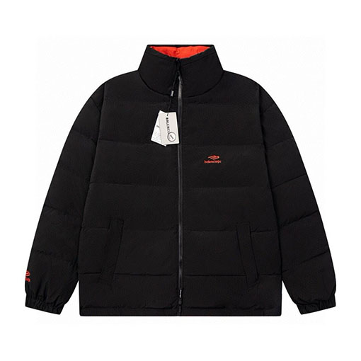 バレンシアガ SPORTS ICON TRACKSUIT ロゴプリントのハイネックジッパー付きリバーシブルコクーン型ダウンジャケット