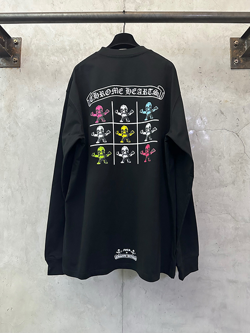 クロムハーツ FOTI システム ブラック＆ホワイト ナイングリッド クルーネックロングスリーブシャツ