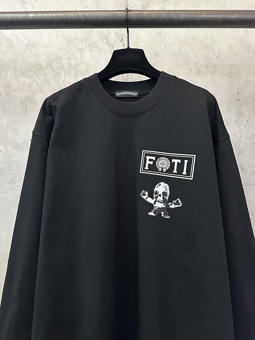 クロムハーツ FOTI システム ブラック＆ホワイト ナイングリッド クルーネックロングスリーブシャツ