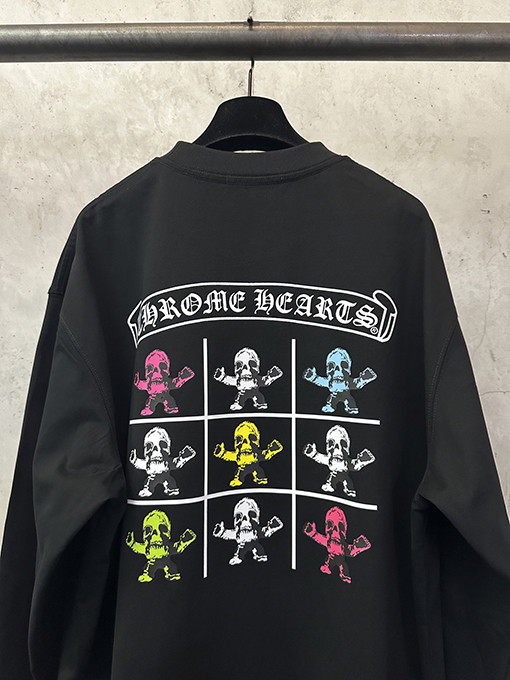 クロムハーツ FOTI システム ブラック＆ホワイト ナイングリッド クルーネックロングスリーブシャツ