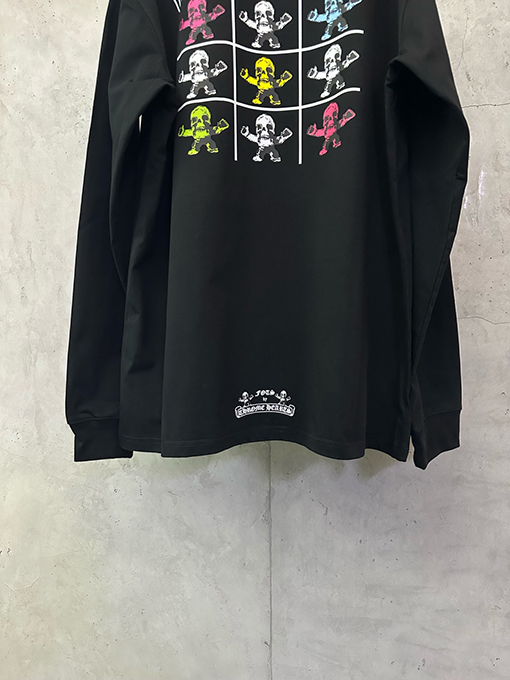 クロムハーツ FOTI システム ブラック＆ホワイト ナイングリッド クルーネックロングスリーブシャツ