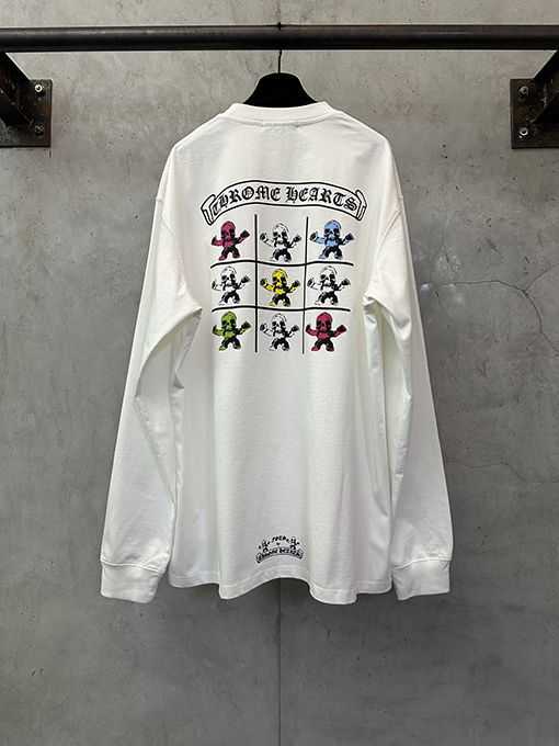 クロムハーツ FOTI システム ブラック＆ホワイト ナイングリッド クルーネックロングスリーブシャツ