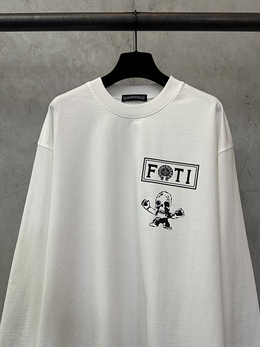 クロムハーツ FOTI システム ブラック＆ホワイト ナイングリッド クルーネックロングスリーブシャツ