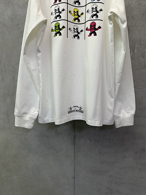 クロムハーツ FOTI システム ブラック＆ホワイト ナイングリッド クルーネックロングスリーブシャツ
