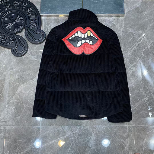 クロムハーツ Matty Boy 赤いリップのコーデュロイダウンジャケット
