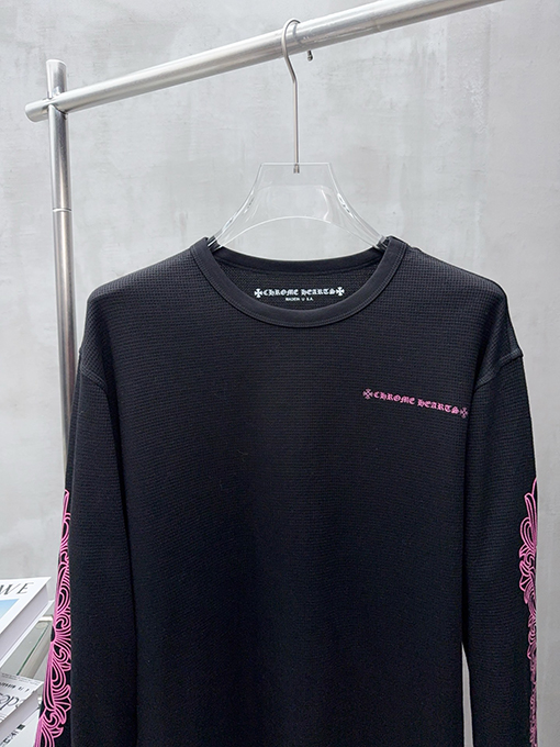 クロムハーツスーパーコピー USA 限定ブラック＆ピンクのワッフル長袖シャツ