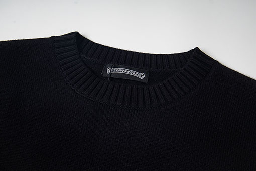 クロムハーツ 新しいクロスニットジャカードアップリケ刺繍ラウンドネックセーター