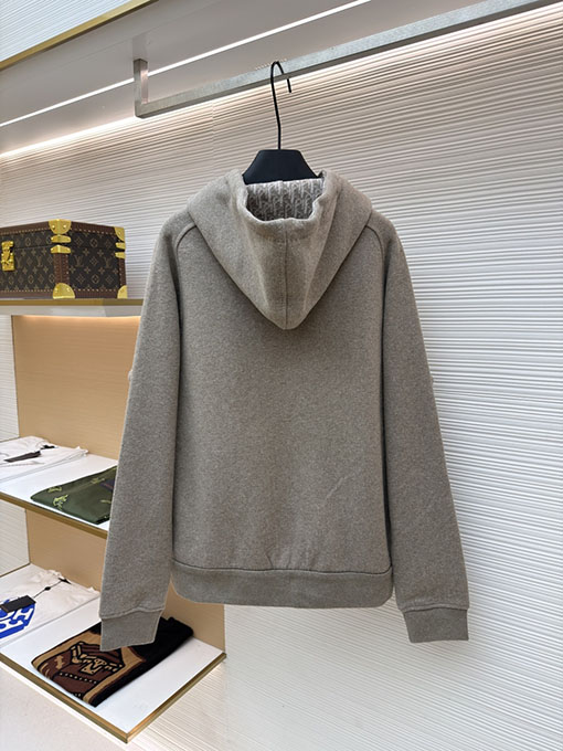 ディオール クラシックなウールとカシミアのフード付きタートルネックカーディガンジャケット