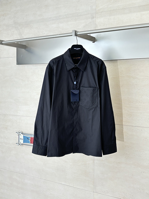 ルイヴィトン Monogram エンボスポケットカラー長袖シャツ