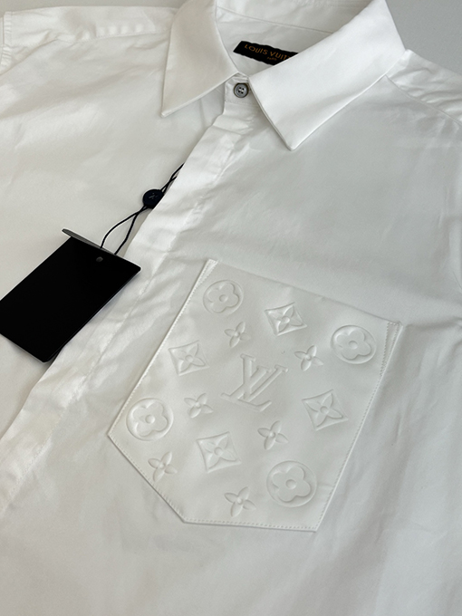 ルイヴィトン Monogram エンボスポケットカラー長袖シャツ
