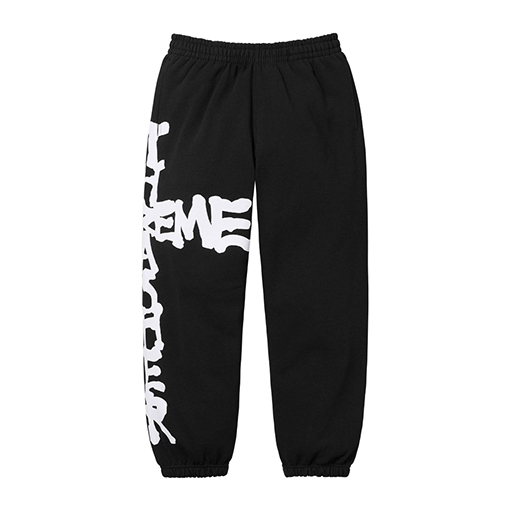 シュプリーム Supreme THRASHER 炎をテーマにした文字プリントのフリーススウェットパンツ