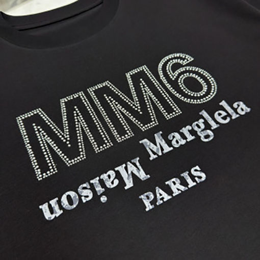 マルタンマルジェラ Maison Margiela MM6 ラインストーンレタークルーネックスウェットシャツ