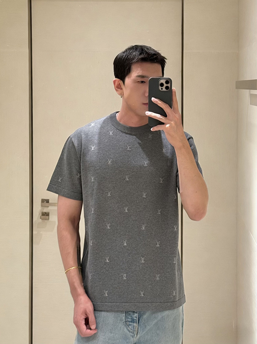 ルイヴィトン 刺繍ニット半袖Tシャツ