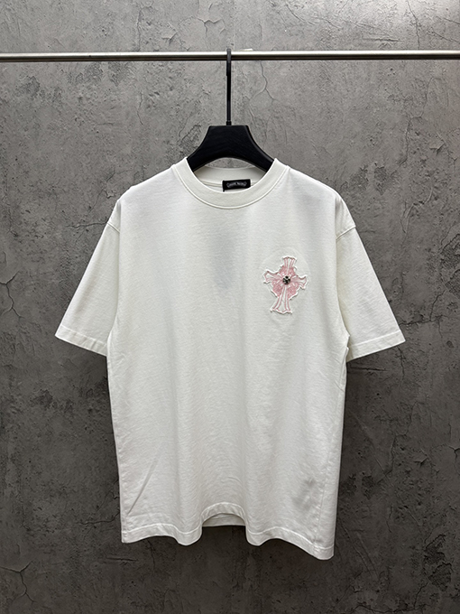 クロムハーツ アメリカンスタイルのレーザー刺繍カップル半袖Tシャツ