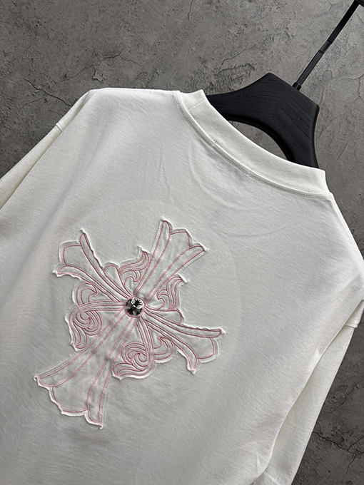 クロムハーツ アメリカンスタイルのレーザー刺繍カップル半袖Tシャツ