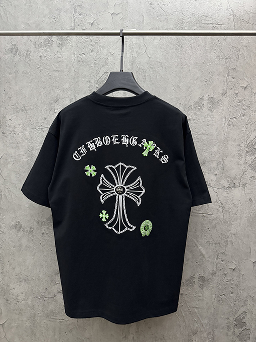 クロムハーツ 新モデルアメリカンスタイルのレーザー刺繍カップル半袖Tシャツ