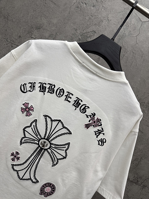 クロムハーツ 新モデルアメリカンスタイルのレーザー刺繍カップル半袖Tシャツ