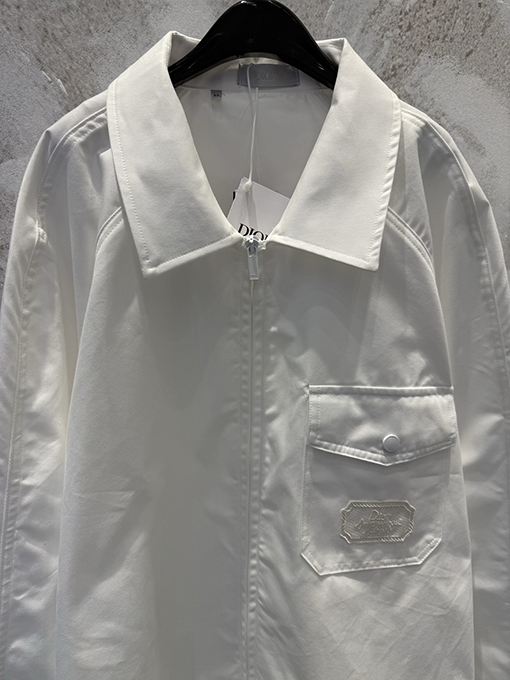 ディオール Dior For My Real Friends ホワイトの軽量コットンジップアップシャツジャケット