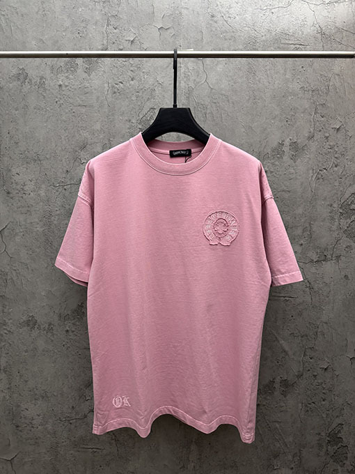 クロムハーツ 新モデルアメリカンスタイルのレーザーカットアップリケ刺繍のカップル半袖Tシャツ