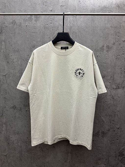 クロムハーツ 新しいアメリカンスタイルのレーザーカットアップリケ刺繍のカップル半袖Tシャツ