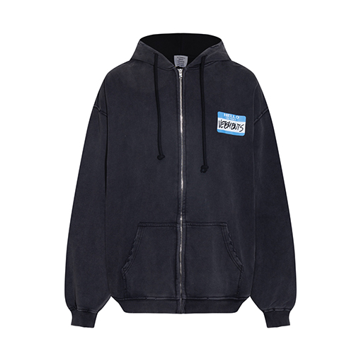 ヴェトモン VETEMENTS 新作 ウォッシュダメージフード付き ジップアップスウェットシャツ