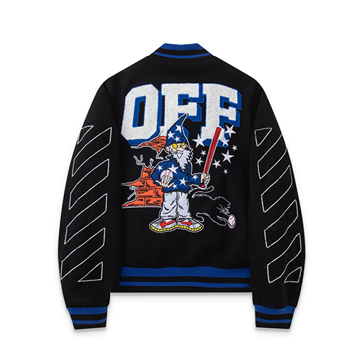 オフホワイト off white 刺繍入りベースボールジャケット