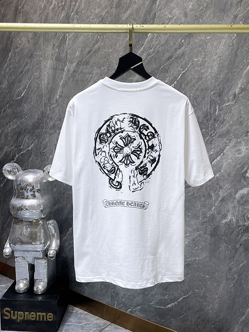 クロムハーツ サンスクリットのハンドメイドクロスボタンフォームコーティング半袖Tシャツ