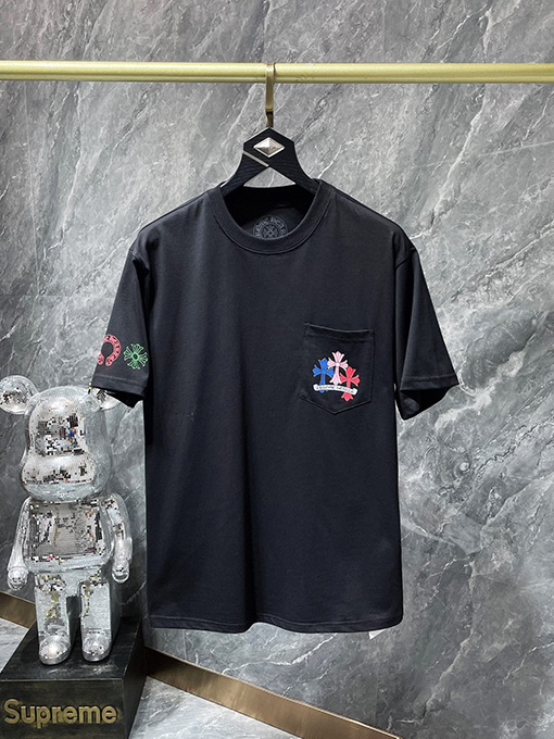 クロムハーツ クラシックなカラフルファントムクロスレターフローラル半袖Tシャツ