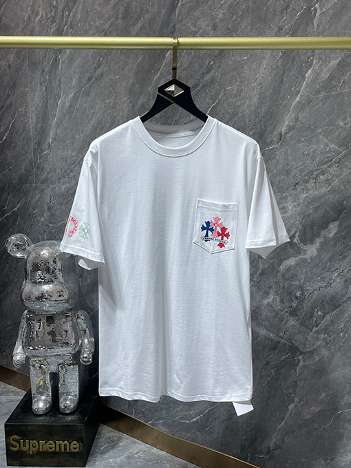 クロムハーツ クラシックなカラフルファントムクロスレターフローラル半袖Tシャツ