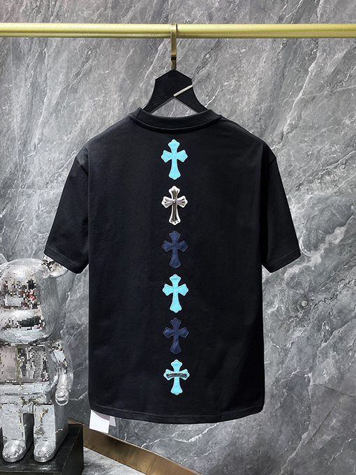 クロムハーツコピー カラフルなパッチワーククロスプリント半袖Tシャツ