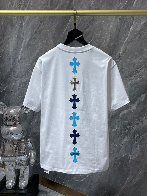 クロムハーツコピー カラフルなパッチワーククロスプリント半袖Tシャツ