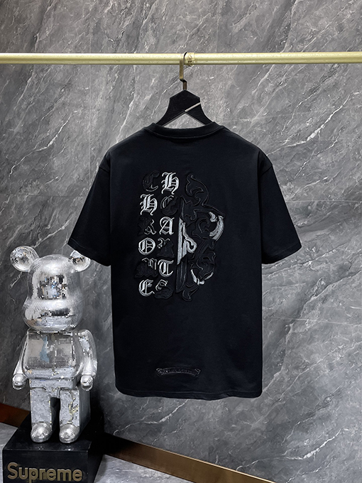 クロムハーツ 大剣サンスクリット刺繍アップリケ半袖Tシャツ