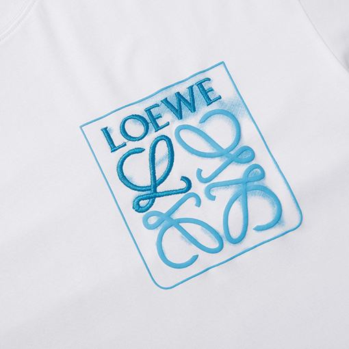ロエベ LOEWE 刺繍文字とフェイクポケット付きフォームプリントタイダイ半袖Tシャツ