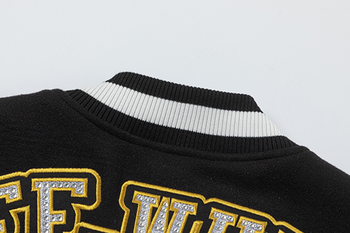 オフホワイト off white カップルけ刺繍ラインストーンパッチワークレザーベースボールジャケット