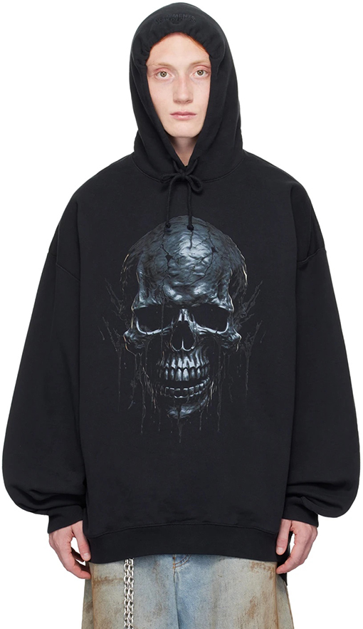 ヴェトモン VETEMENTS スカル&ボーン ウォッシュド フード付きスウェットシャツ