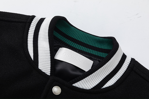 オフホワイト off white 新モデルカップルけ刺繍入りベースボールジャケットウールコート