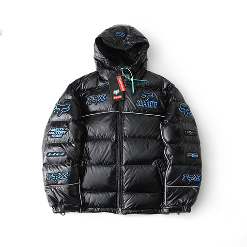 シュプリームコピー WEEK9 Shiny Down Puffer Jacke 光沢のあるロゴ入りフード付きコンフォートカジュアルジャケット