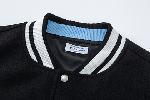 オフホワイト off white カップルけ刺繍入りベースボールジャケットウールコート