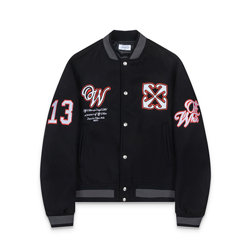 オフホワイト off white 新モデルカップルけ刺繍入りベースボールジャケットウールコート