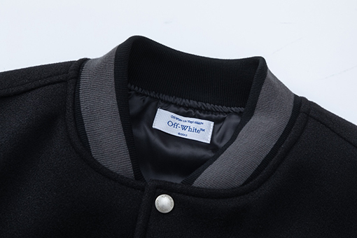 オフホワイト off white 新モデルカップルけ刺繍入りベースボールジャケットウールコート